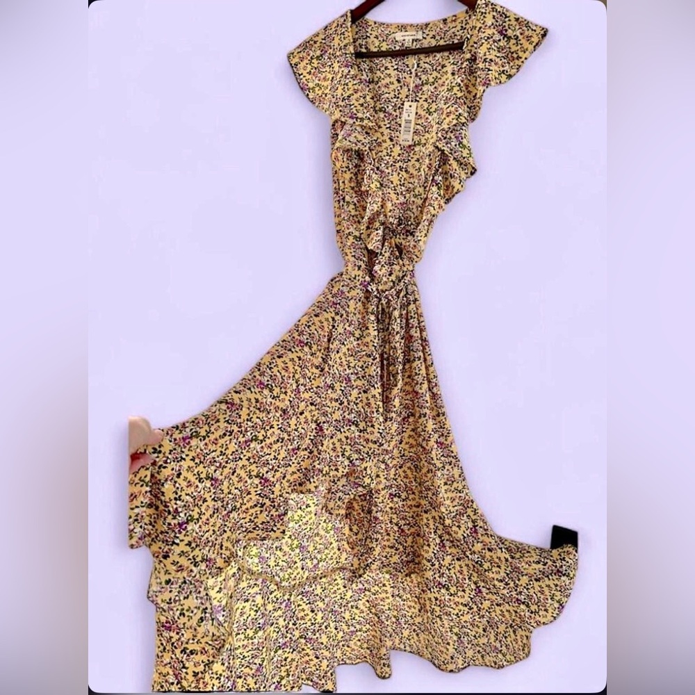 NWT~Cottage-Coquette Floral Midi Wrap Dress